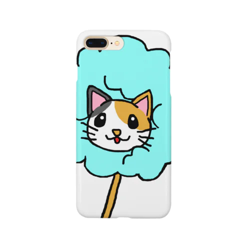 わたあめにゃんこ　三毛猫ver(水色) スマホケース