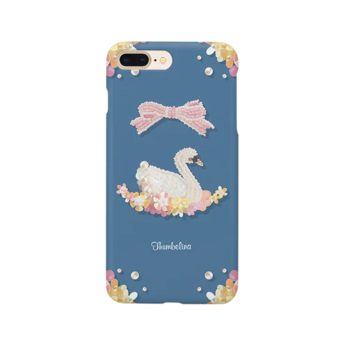 【ビーズ刺繍】白鳥さんとお花 Smartphone Case