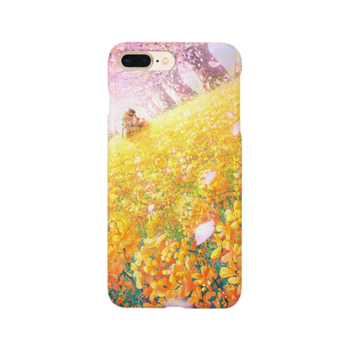 桜花散る黄金の奈の花畑 Smartphone Case