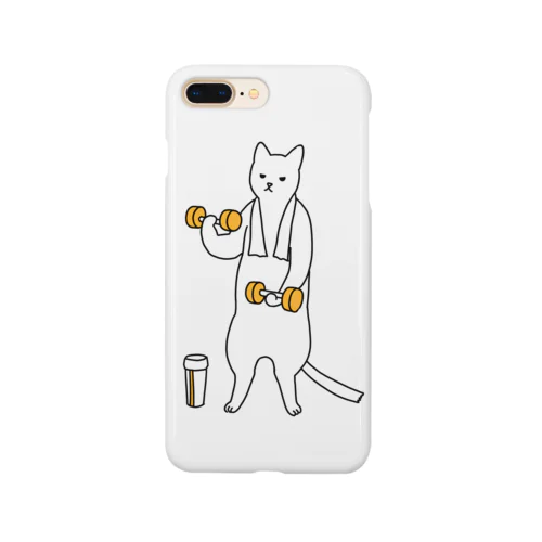 巣ごもり猫とダンベルとプロテイン スマホケース