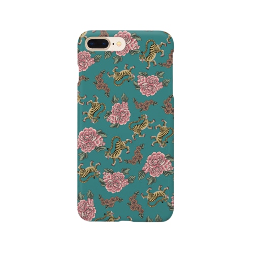 お花と虎ちゃん（緑） Smartphone Case