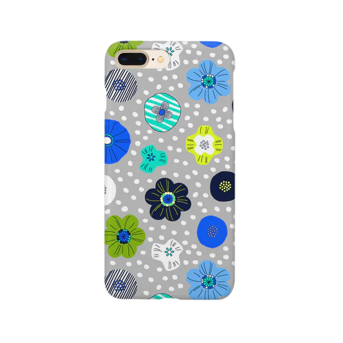 北欧風花柄（ブルーグレー） Smartphone Case