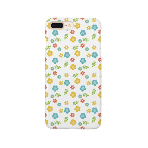 北欧風の花柄　黄×水色 Smartphone Case