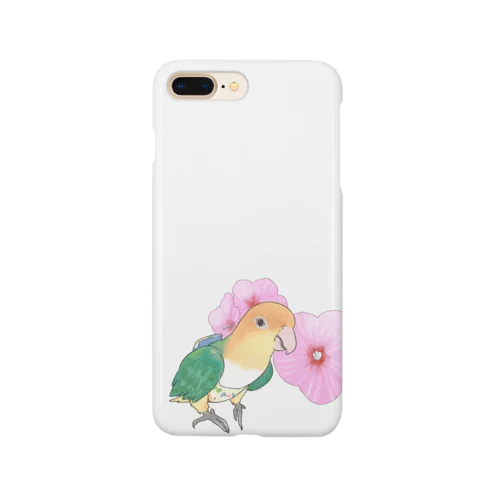 お花とシロハラインコちゃん【まめるりはことり】 Smartphone Case