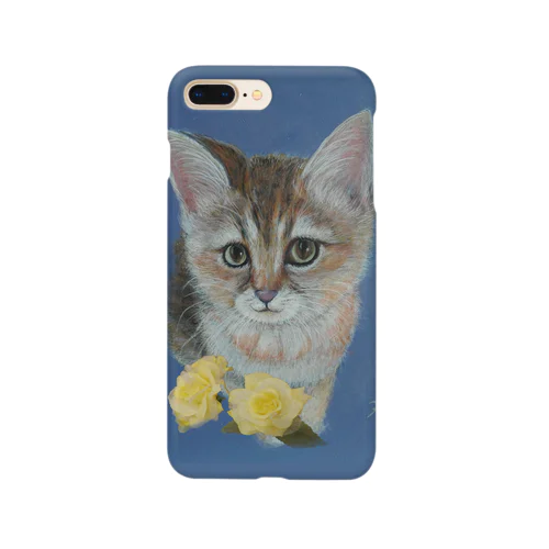 仔猫と幸せの黄色いバラ Smartphone Case