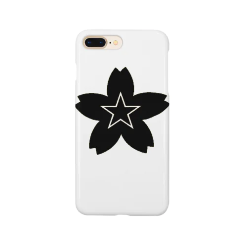 星桜紋（ブラック）　Star cherry blossom crest (black) スマホケース