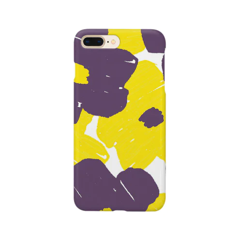 紫と黄の花模様 スマホケース