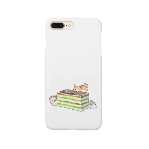 オリジナル　ハリネズミのソフィー、３色ケーキを食べる。 Smartphone Case