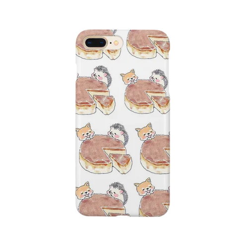 犬とハリネズミ仲良し食事（白） Smartphone Case