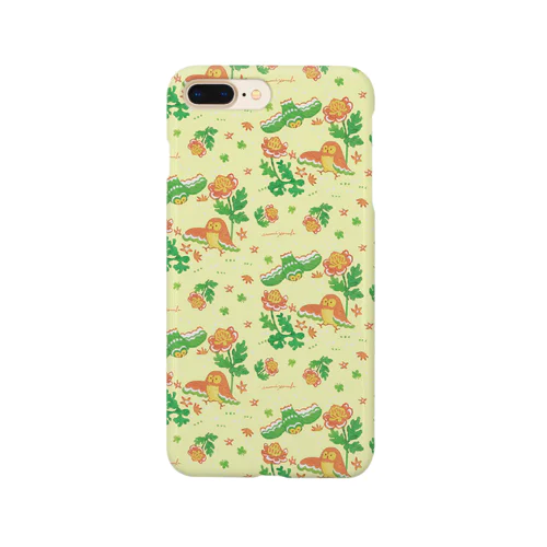 フクロウと植物06 スマホケース