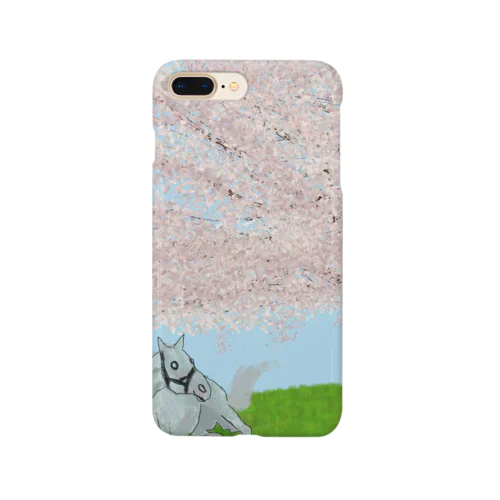 桜で涼む芦毛の怪物くん Smartphone Case