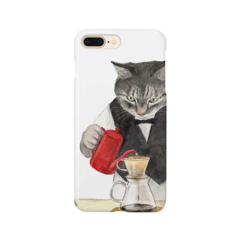 美味しいコーヒーを淹れる猫 Smartphone Case