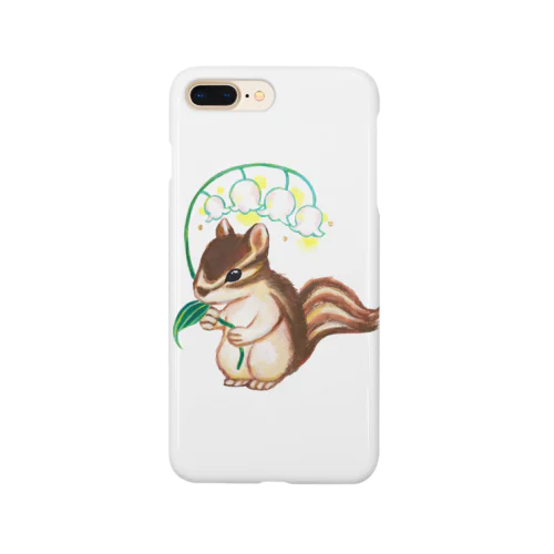 すずらんを持つ子リス（背景白） Smartphone Case