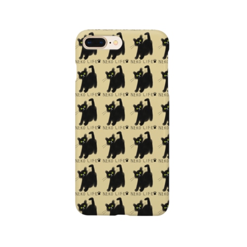 ネコライフ 青い瞳の黒猫 イエロー Smartphone Case