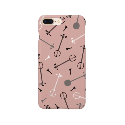 三味線総柄（ピンク） Smartphone Case