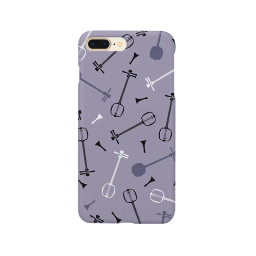 三味線総柄（藤色） Smartphone Case