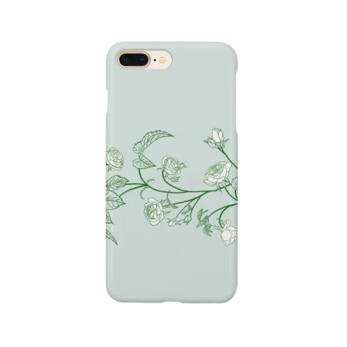 Elegant English Roses - dusty blue&white スマホケース