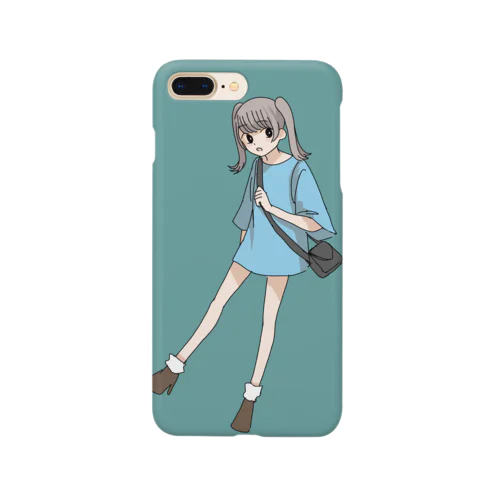 女の子スマホケース(ブルー) Smartphone Case