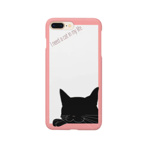 シンプル猫:ピンク黒猫 Smartphone Case