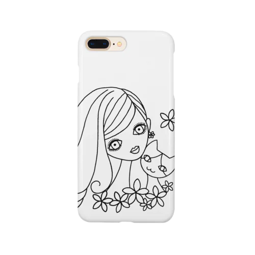 猫と女の子 1 黒 Smartphone Case