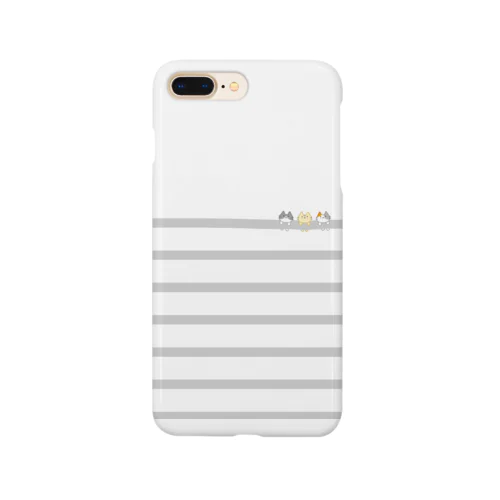 ぶら下がりボーダーにゃ(細グレー-上白) Smartphone Case