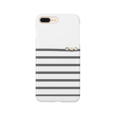 ぶら下がりボーダーにゃ(細ダークグレー-上白) Smartphone Case