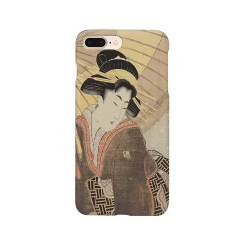 ukiyoe-bijinga-utamaro 雪中に傘を持つ美人（スマホケース） Smartphone Case