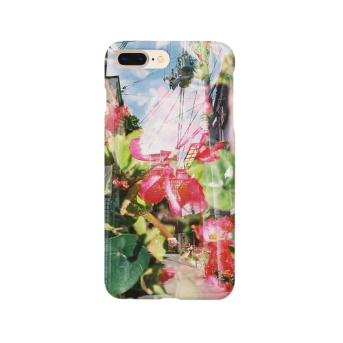 多重露光 花と道(赤) Smartphone Case