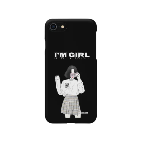 韓国風 iPhoneケース I'm girl lブラック Smartphone Case