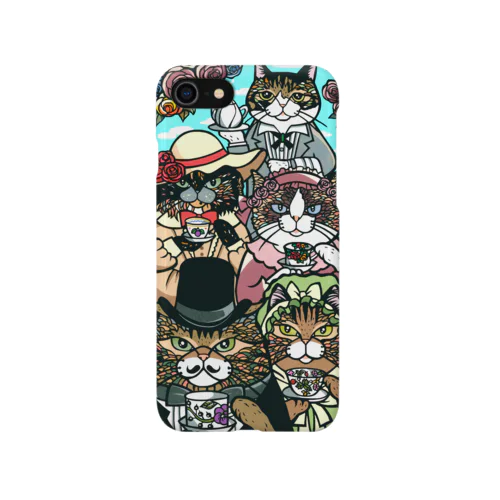 パウパッド家のティーパーティ(側面ターコイズグリーン） iPhone Smartphone Case
