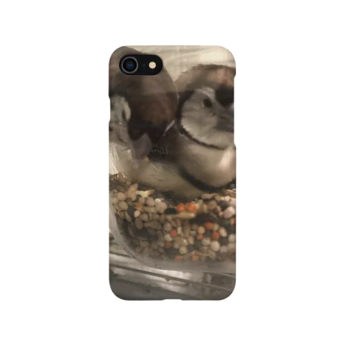 餌箱に凸するカノコスズメ iPhone Smartphone Case