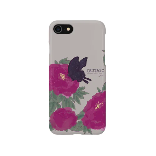牡丹と黒揚羽 iPhone Smartphone Case