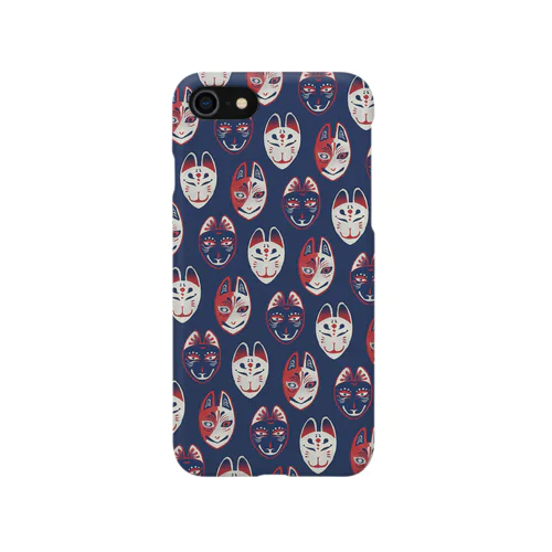 【日本レトロ#22】狐面（パターン） iPhone Smartphone Case