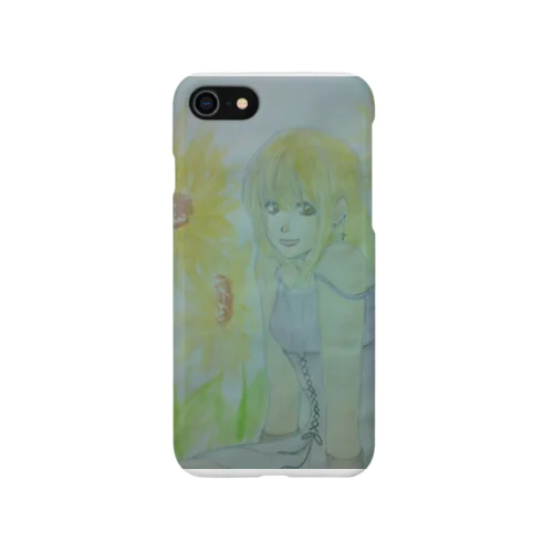 ひまわりと少女 iPhone Smartphone Case