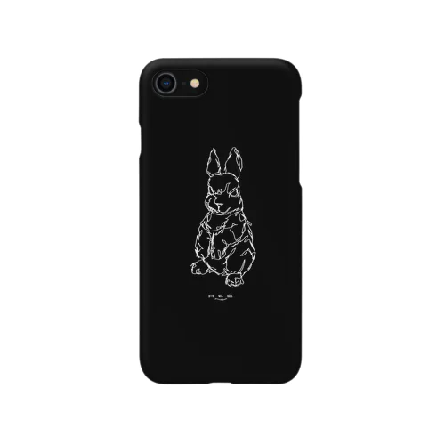 左手で描いたウサギA 黒ver.ハードカバー Smartphone Case