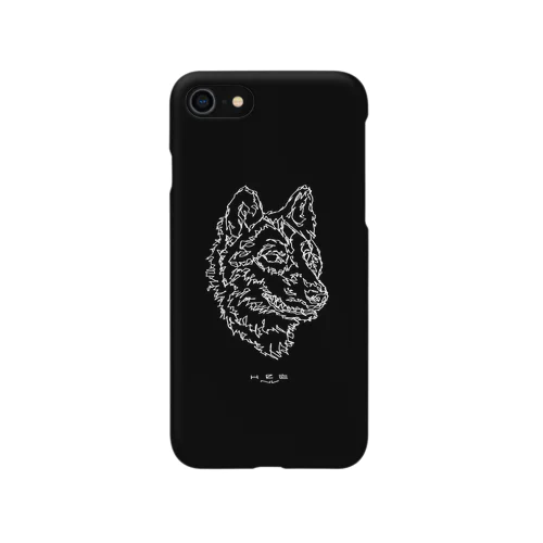 左手で描いたオオカミ 黒ver.ハードカバー Smartphone Case