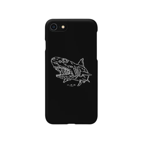 左手で描いたサメ 黒ver.ハードカバー Smartphone Case