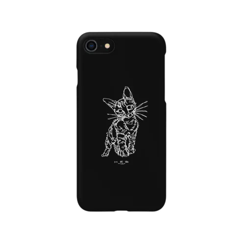 左手で描いたネコ 黒ver.ハードカバー Smartphone Case