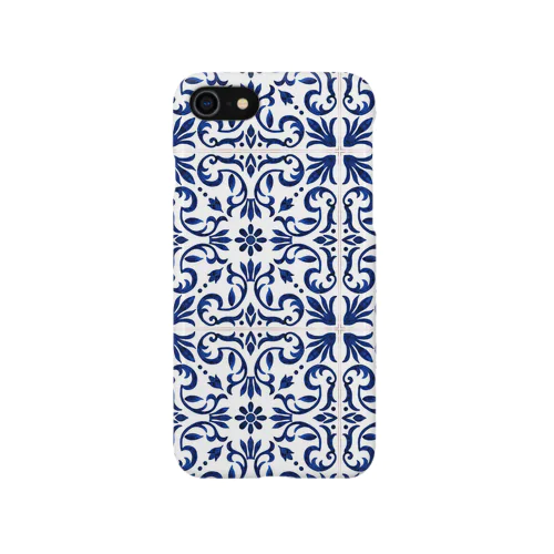 藍色タイル柄 iPhone Smartphone Case