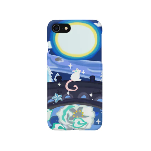 満月とねずみと花 iPhone Smartphone Case