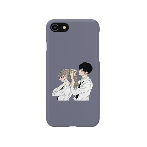 カップルスマホケース くすみブルー iPhone Smartphone Case