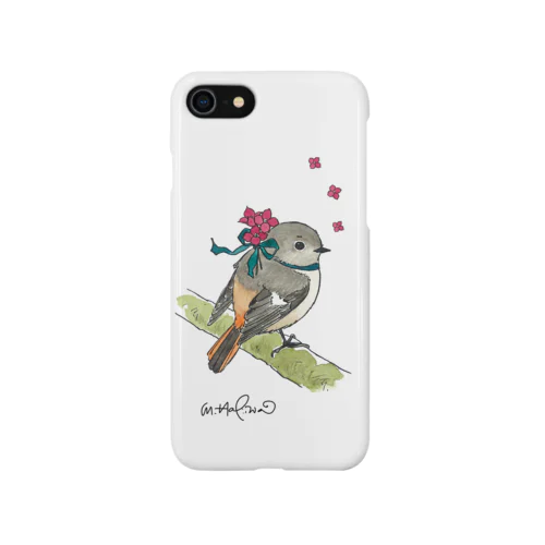 ★花をしょったジョウビタキ　 iPhone Smartphone Case