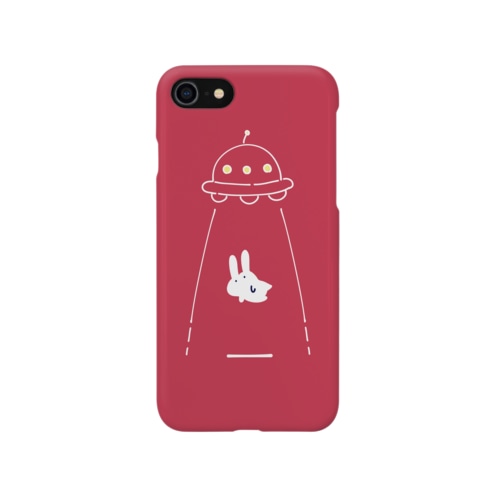 UFOにつれてかれるうさぎ/赤 Smartphone Case