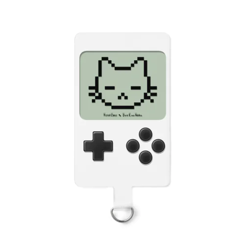 ドット絵の猫（液晶ボタン付・寝顔） Smartphone Strap