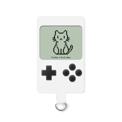 ドット絵の猫（液晶ボタン付・お座り） Smartphone Strap