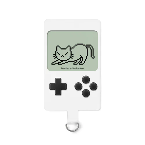 ドット絵の猫（液晶ボタン付・伸び） Smartphone Strap