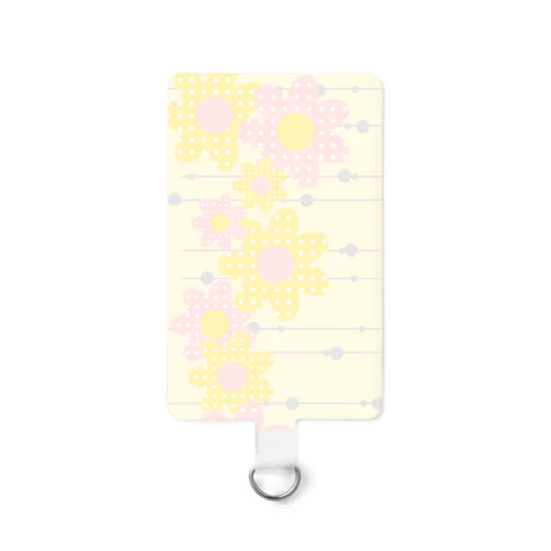 レトロ風花(ドット)黄・ピンク縦 Smartphone Strap