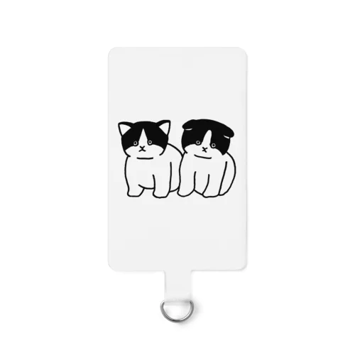 虚無猫の双子（線画） Smartphone Strap