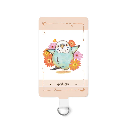 ガーベラと水色インコさん Smartphone Strap