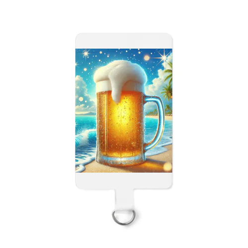 ビーチとビールの楽園 スマホストラップ